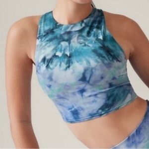Athleta Blue Tie Dye Conscious Crop Sports Bra Top Size Medium M NWOT